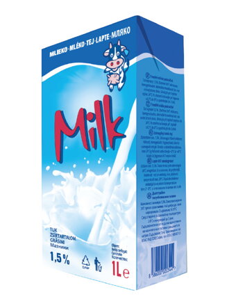 Mlieko trvanlivé 1,5% 1L